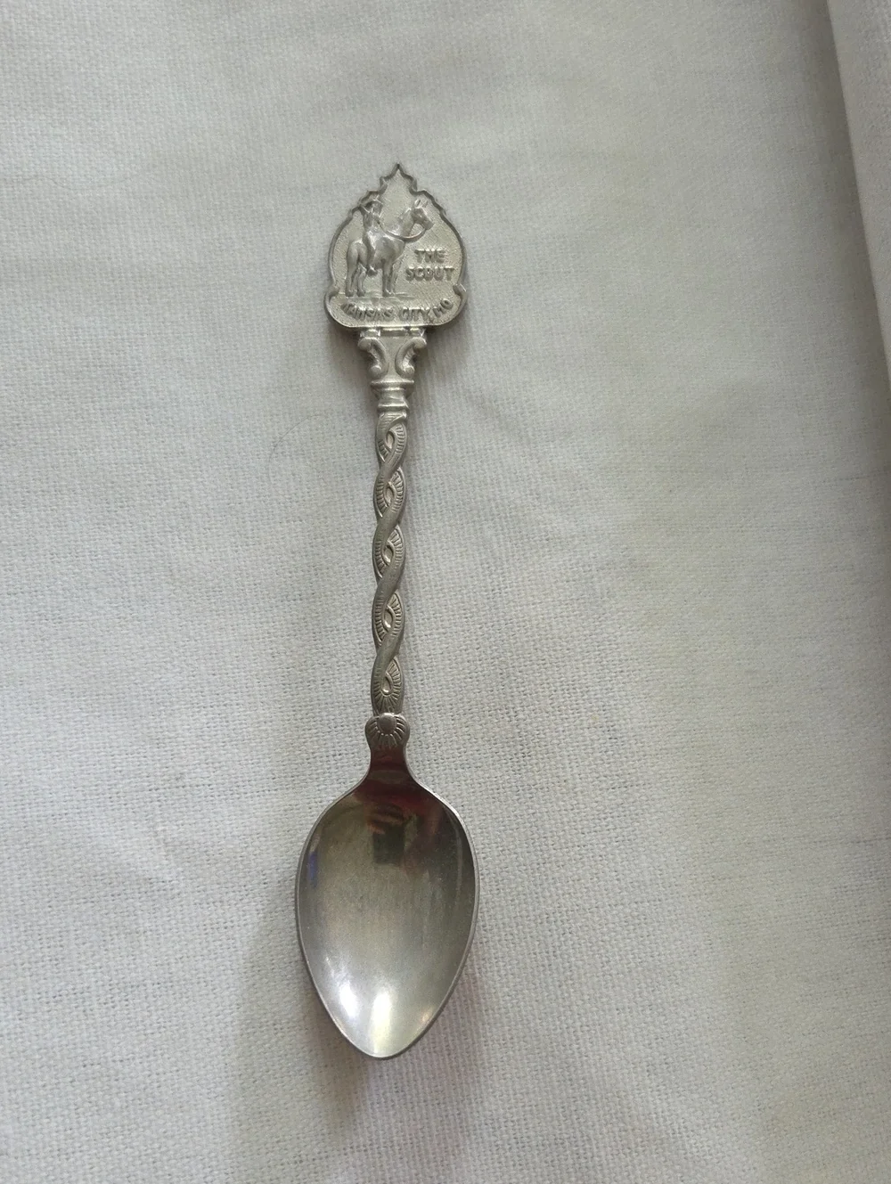 Scout Silver Decorative Twisted-Handle Collectible Spoon. Montana